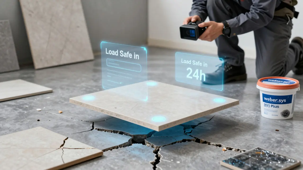 Smart-Fliese mit Sensoren und holografischer Ladestatus-Anzeige.