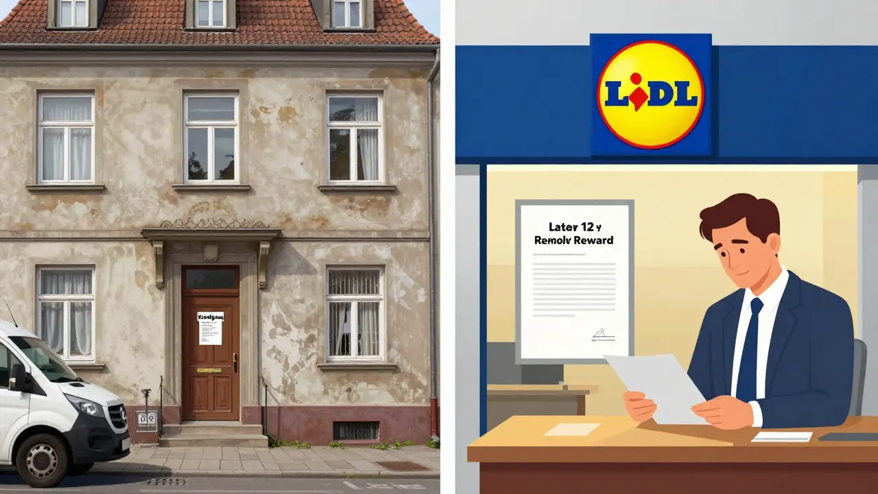 Vergleich: Wohnhaus mit Kündigung vs. Gewerbeobjekt mit langfristigem Mieter wie Lidl.