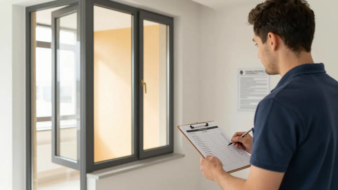 Ein Vermieter erklärt einem Mieter die Kosten einer Modernisierung an einer Wohnung mit neuen Fenstern und Dämmung.