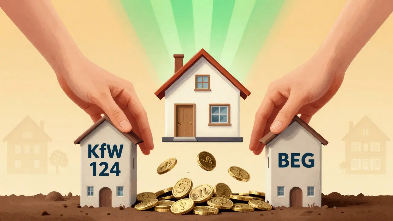 Haus wird durch KfW- und BEG-Förderung finanziell gestützt, während Nebenkosten abfallen.