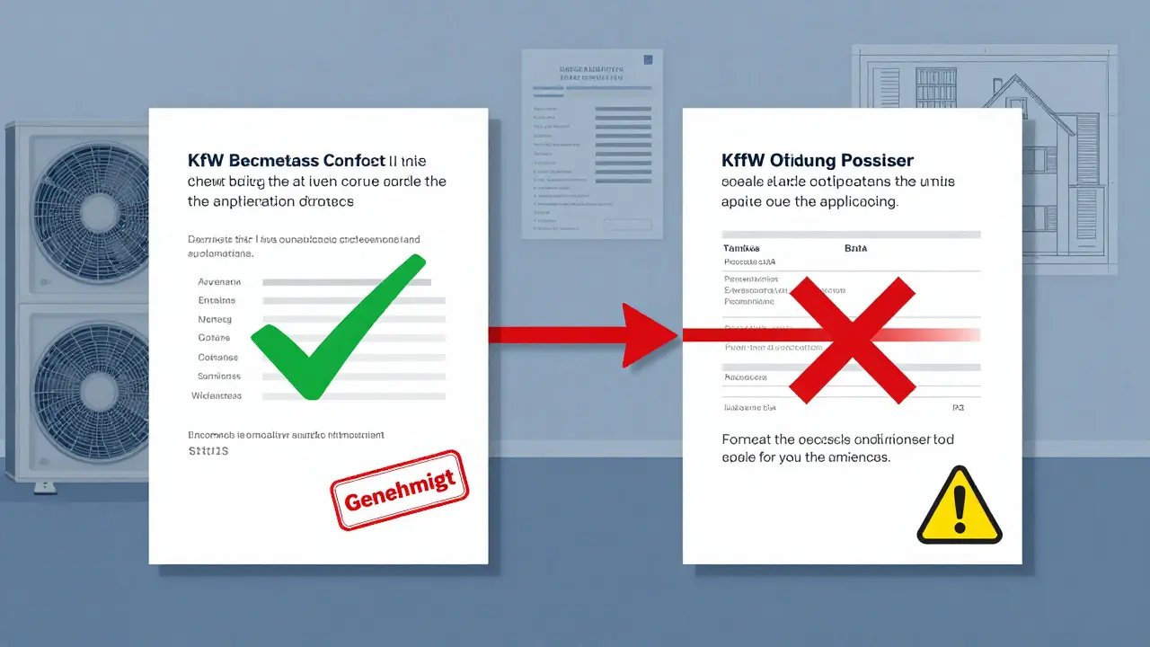 Vergleich zweier Antragsprozesse: korrekt genehmigt vs. abgelehnt wegen falscher Reihenfolge.