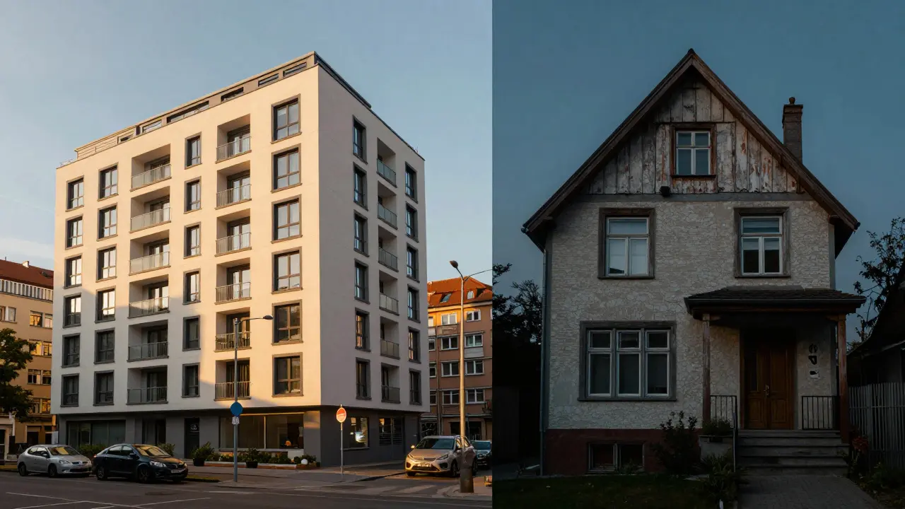 Kontrast zwischen Premium und Nicht-Premium Immobilien