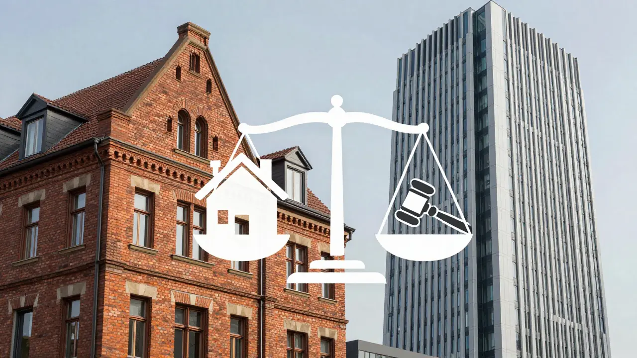 Konzeptionelle Darstellung der unterschiedlichen Mietgesetze in DE und AT