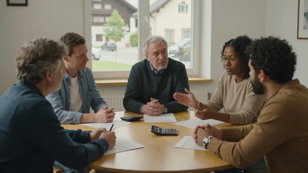 Eigentümergemeinschaft diskutiert Kostenverteilung am Tisch