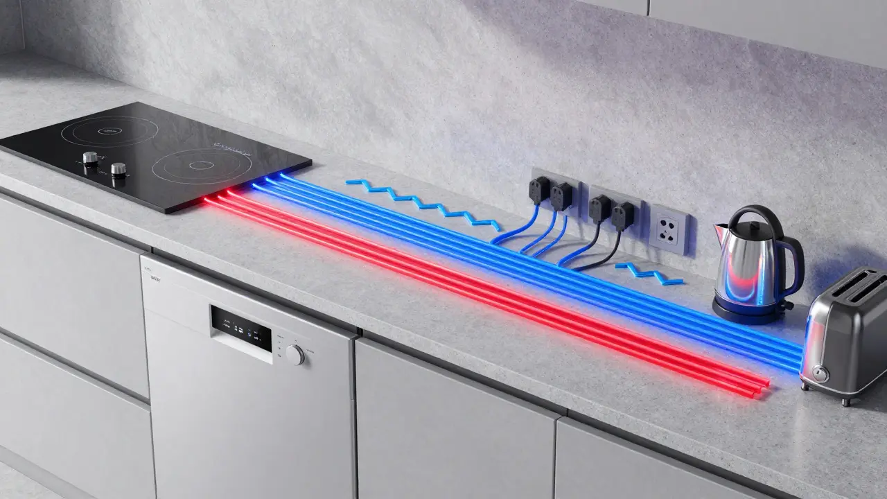 Schematische Darstellung separater Stromkreise für Küchengeräte