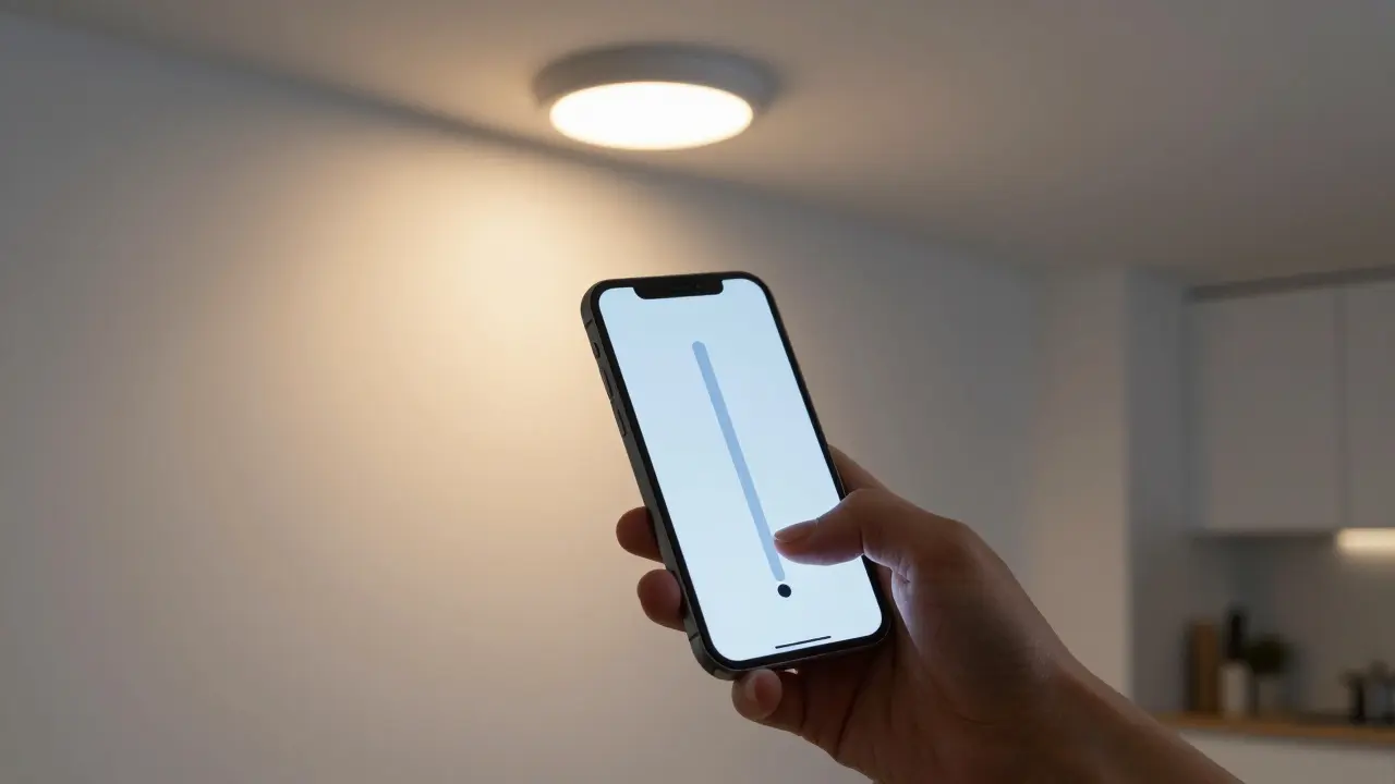 Smartphone steuert Dimmlicht für energiesparende Atmosphäre