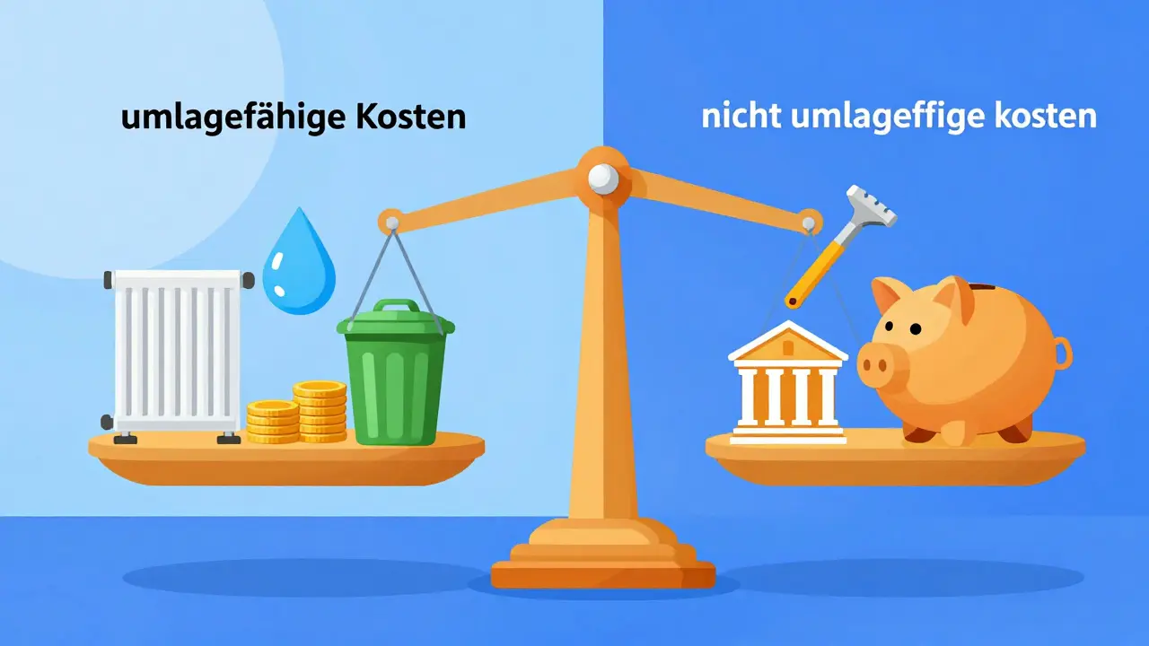 Visuelle Darstellung der Aufteilung von umlagefähigen und nicht umlagefähigen Hausgeldkosten