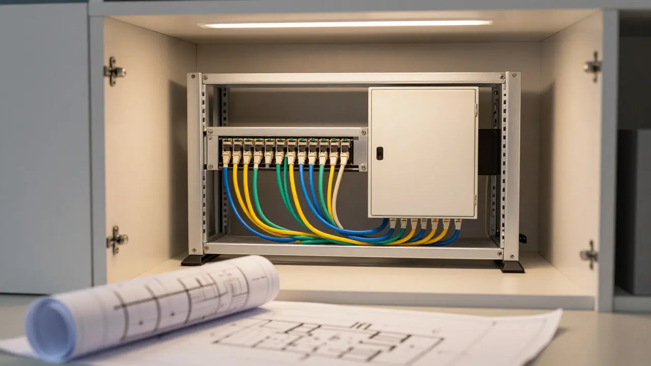 Zentrales Patchfeld für Smart-Home-Netzwerkverkabelung