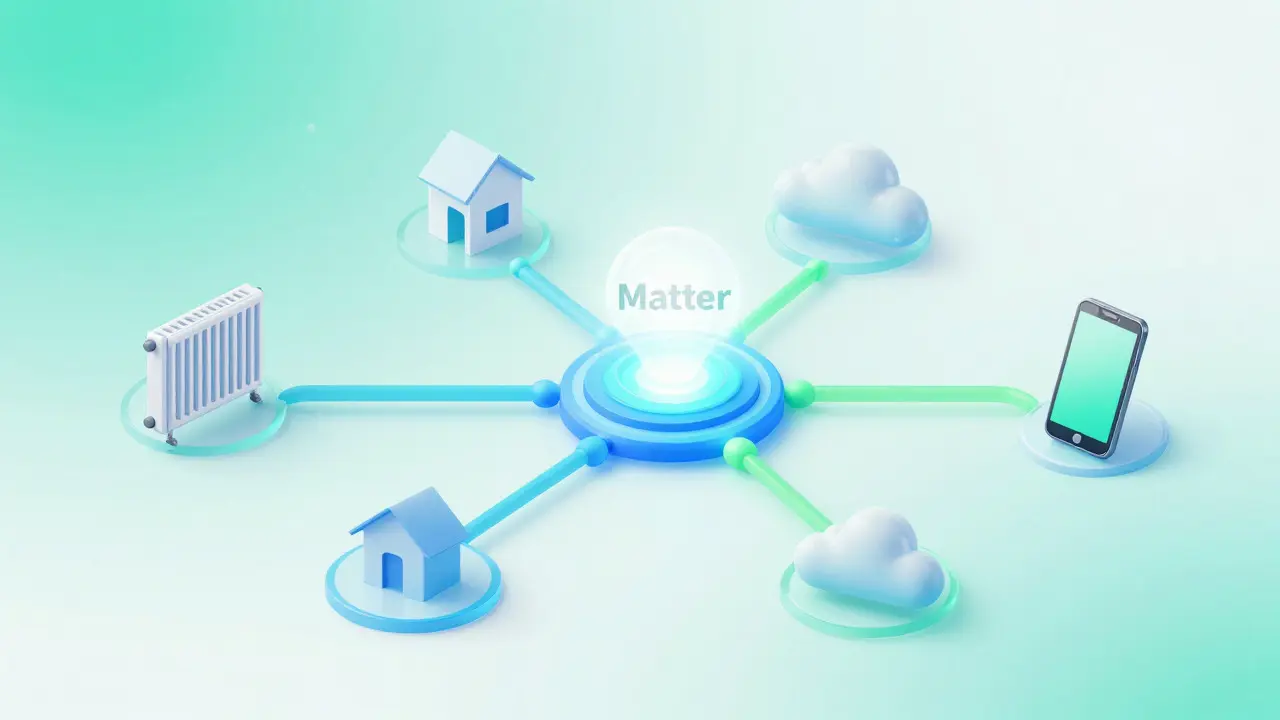 Abstrakte Darstellung vernetzter Smart-Home-Geräte und Energieeffizienz