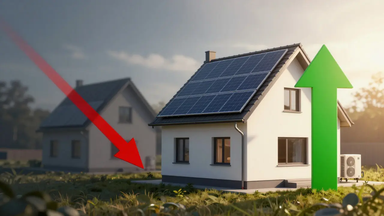 Kontrastbild: Abhängigkeit vom Netz versus energieautarkes Zuhause
